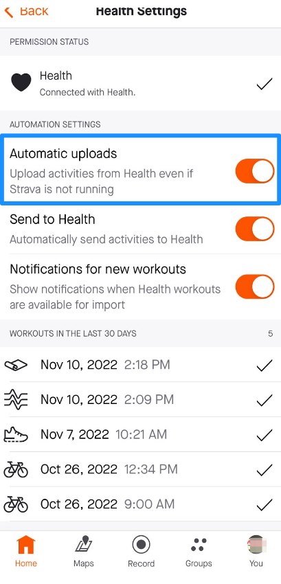 Health App and Strava Strava Support