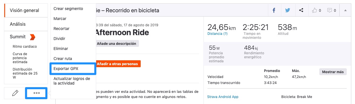 file gpx da strava scaricare
