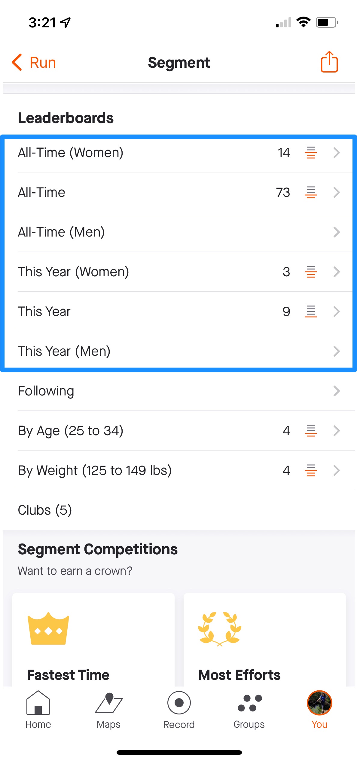 Segment Leaderboard Filters – Strava Support